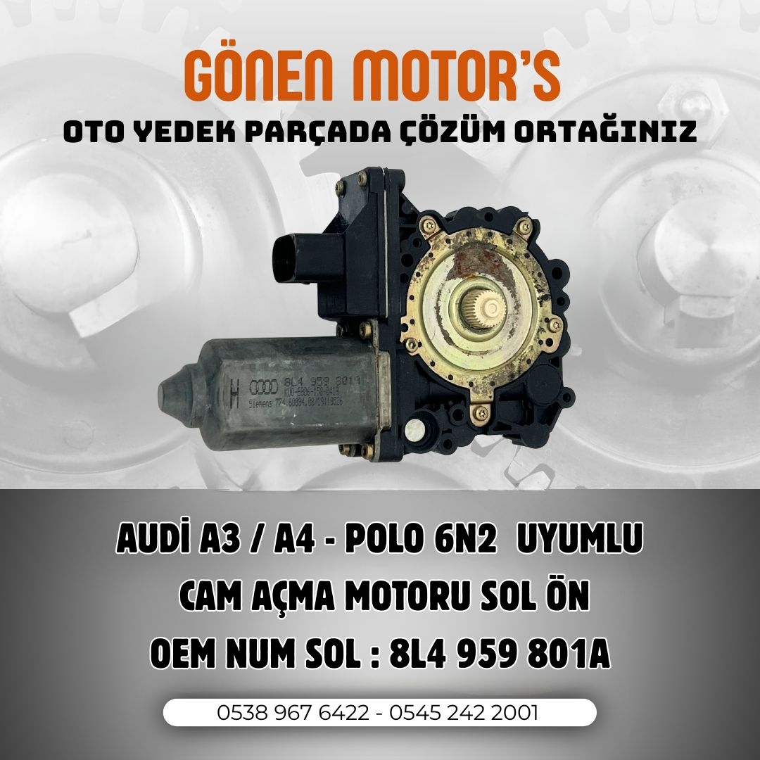 158 - 8L4 959 801 A Elektrikli Cam Motoru  Audi – VW Cam Kriko Motoru